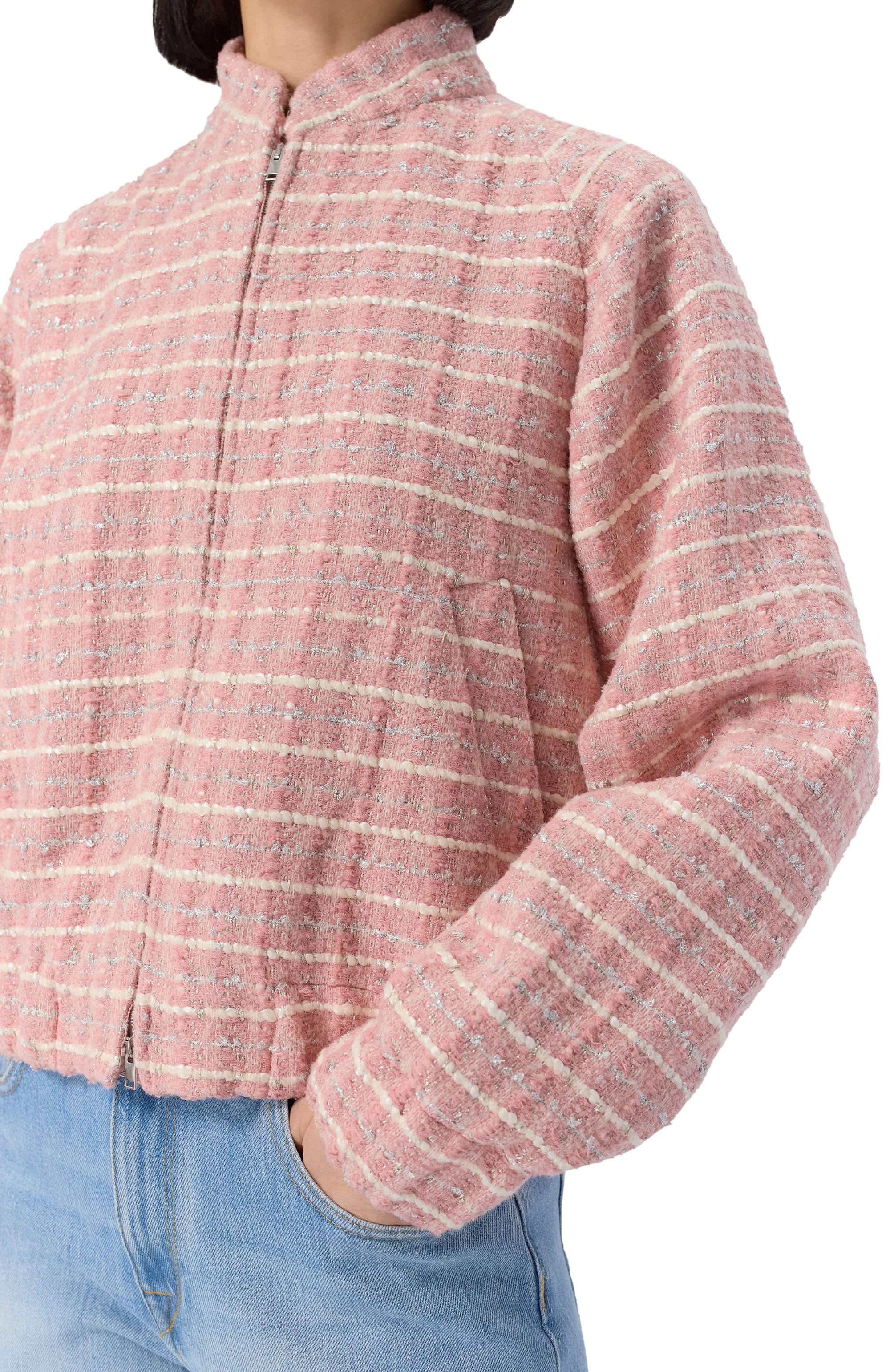 Твидовый бомбер MVST розового цвета по цене 250500 руб., арт. 25E/X2P/0/0041/3056, фото 5 Твидовый бомбер MVST, арт. 25E/X2P/0/0041/3056, фото 5