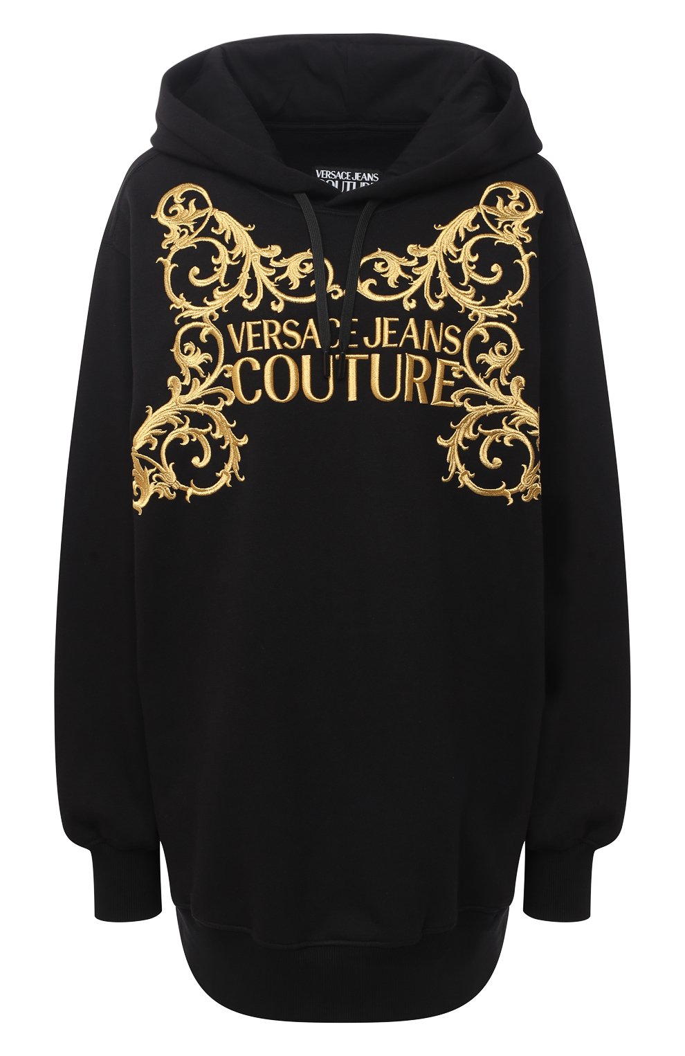 Хлопковое худи VERSACE JEANS COUTURE черного цвета по цене 39950 руб., арт. B6HZB71T-ZDM311 41 EMBR0/30216, фото 1 Хлопковое худи VERSACE JEANS COUTURE, арт. B6HZB71T-ZDM311 41 EMBR0/30216, фото 1