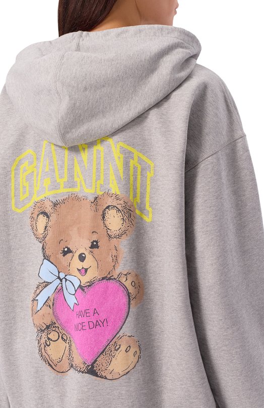 Хлопковая толстовка Ganni T4399 Серый  T4399 Фото 5
