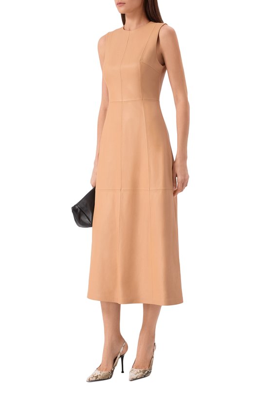 Кожаное платье 12 STOREEZ 137794 Бежевый  137794 Фото 2