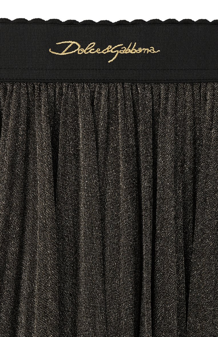 Детская плиссированная юбка DOLCE & GABBANA бронзового цвета, арт. L55I38/FUGP2/2-6 | Фото 3 (Нос: Не проставлено; Случай: Вечерний; Материал внешний: Синтетический материал; Автоматизация состава: Проставлено; Ростовка одежда: 2 года | 92 см, 3 года | 98 см, 4 года | 104 см, 5 лет | 110 см, 6 лет | 116 см)