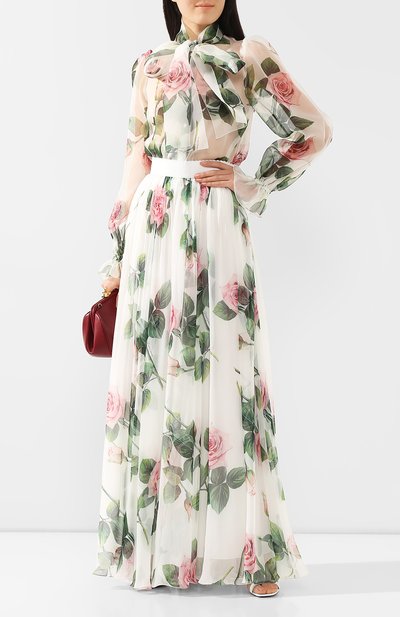 Шелковая юбка DOLCE & GABBANA белого цвета по цене 354000 руб., арт. F4B0WT/HS19S, фото 2 Шелковая юбка DOLCE & GABBANA, арт. F4B0WT/HS19S, фото 2