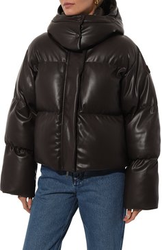 Женский пуховик STELLA MCCARTNEY коричневого цвета, арт. 680119/3BU393 | Фото 3 (Длина (верхняя одежда): Короткие; Материал подклада: Вискоза; Рукава: Длинные; Материал сплава: Проставлено; Материал внешний: Синтетический материал; Драгоценные камни: Проставлено; Стили: Кэжуэл; Кросс-КТ: Пуховик)