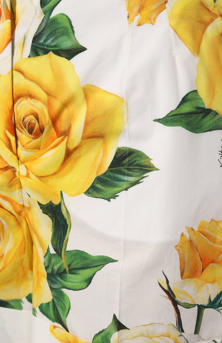 Женские хлопковые шорты DOLCE & GABBANA желтого цвета, арт. FTC3HT/HS5N0 | Фото 5 (Длина Ж (юбки, платья, шорты): Мини; Драгоценные камни: Проставлено; Материал сплава: Проставлено; Материал внешний: Хлопок; Стили: Романтичный)