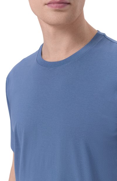 Хлопковая футболка HANRO голубого цвета по цене 9660 руб., арт. 075050., фото 5 Хлопковая футболка HANRO, арт. 075050., фото 5