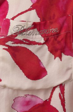 Женская блузка из вискозы BLUMARINE красного цвета, арт. P522C353A | Фото 6 (Материал внешний: Вискоза; Драгоценные камни: Проставлено; Длина (для топов): Укороченные; Материал сплава: Проставлено; Рукава: Короткие; Принт: С принтом; Кросс-КТ: костюм; Женское Кросс-КТ: Блуза-одежда; Стили: Романтичный)