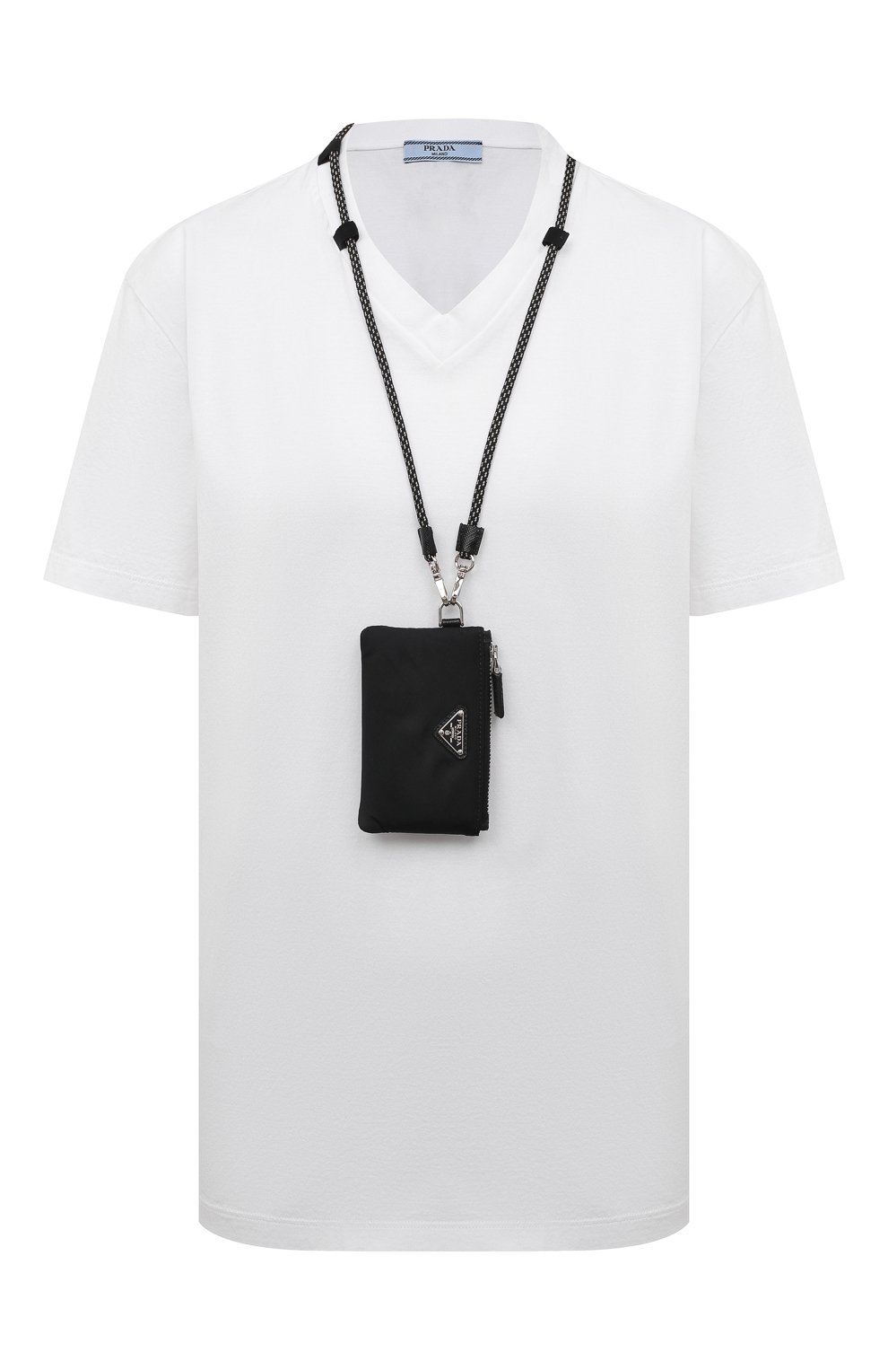 Хлопковая футболка PRADA белого цвета по цене 105000 руб., арт. 135699-1XBH-F0964-212, фото 1 Хлопковая футболка PRADA, арт. 135699-1XBH-F0964-212, фото 1