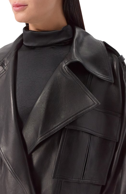 Кожаный плащ Balmain FF0TL188/LD63 Чёрный  FF0TL188/LD63 Фото 5