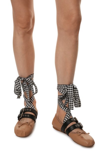 Кожаные балетки MIU MIU, арт. 5F466A-3KSR-F034U-B005, фото 3