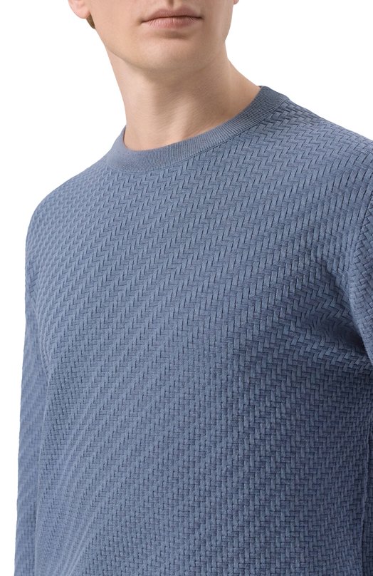Джемпер из хлопка и шелка Brioni UMQ90L/PAK22 Голубой  UMQ90L/PAK22 Фото 5