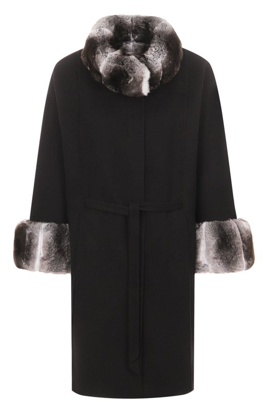Пальто из шерсти и кашемира с отделкой из шиншиллы  MVST FTBKB-Y681-1CH/LP1432 Чёрный FTBKB-Y681-1CH/LP1432