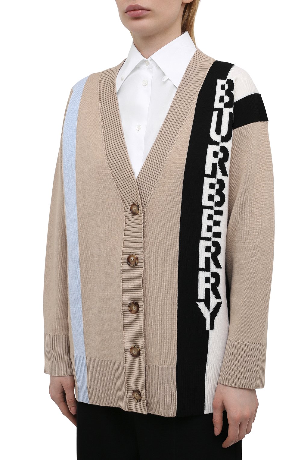 Шерстяной кардиган BURBERRY бежевого цвета по цене 82200 руб., арт. 8039184, фото 3 Шерстяной кардиган BURBERRY, арт. 8039184, фото 3