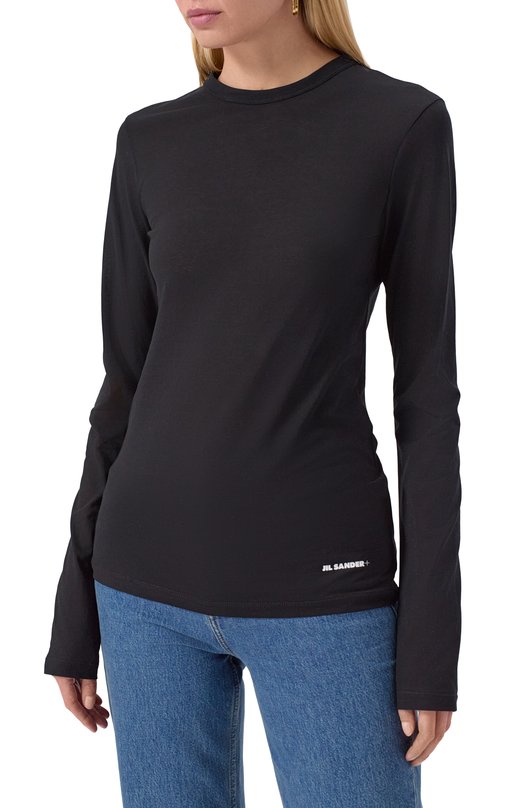 Хлопковый лонгслив Jil Sander J40GC0145/J45031 Чёрный  J40GC0145/J45031 Фото 3