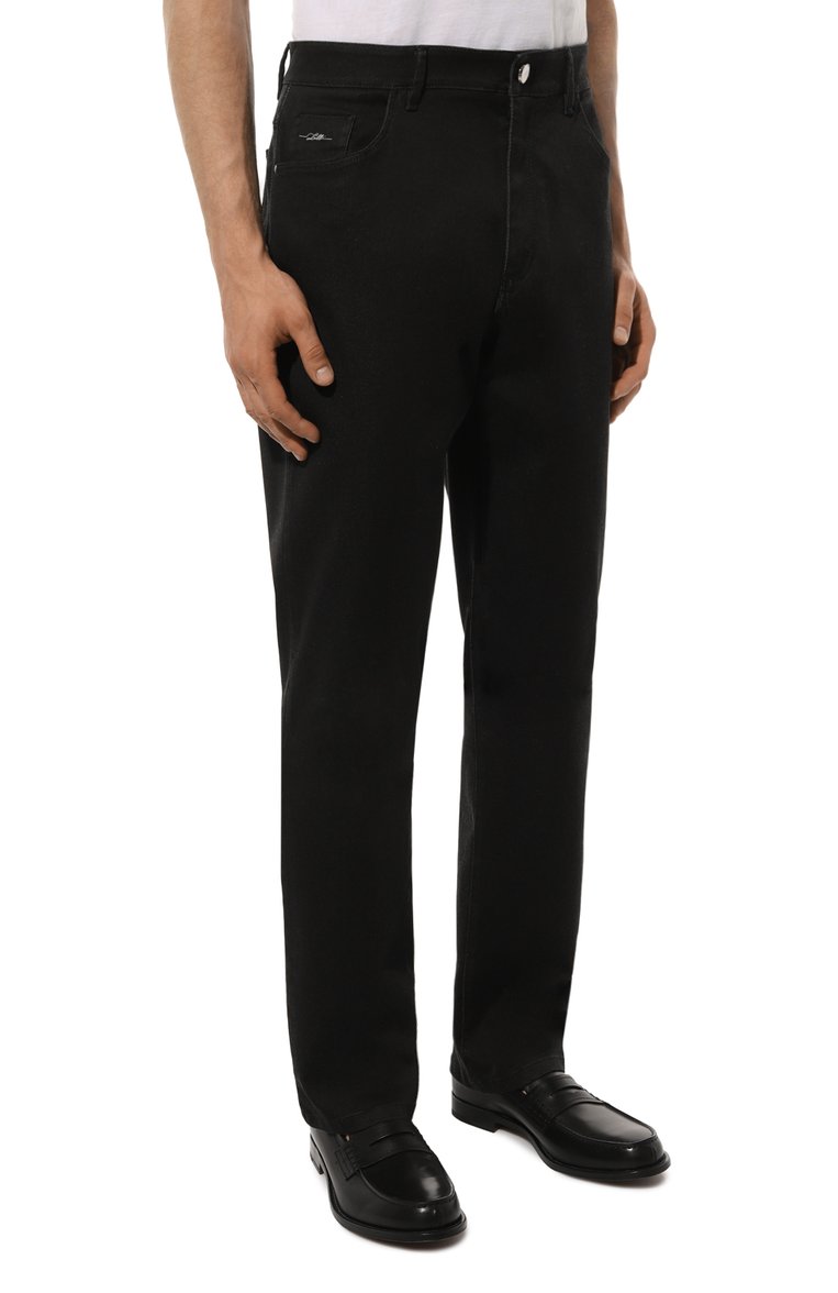 Мужские джинсы regular fit ZILLI черного цвета, арт. J5T001M0471VZPR00 | Фото 3 (Материал внешний: Хлопок, Деним; Длина (брюки, джинсы): Стандартные; Кросс-КТ: Деним; Силуэт М (брюки): Прямые; Стили: Классический; Автоматизация ТО: Проставлено; Автоматизация состава: Проставлено)