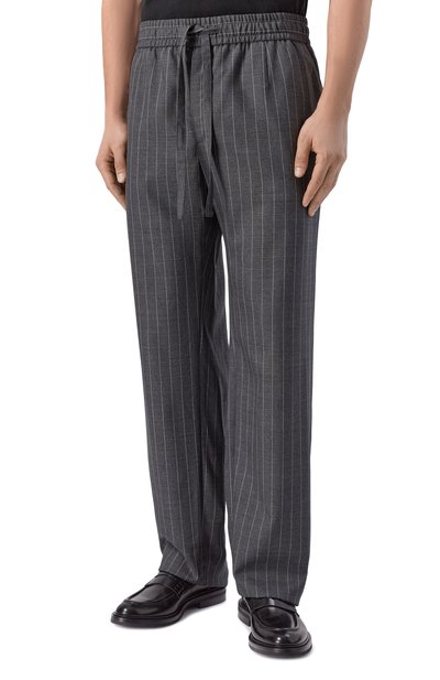 Шерстяные брюки DOLCE & GABBANA темно-серого цвета по цене 125500 руб., арт. GV4LHT/FR23B, фото 3 Шерстяные брюки DOLCE & GABBANA, арт. GV4LHT/FR23B, фото 3