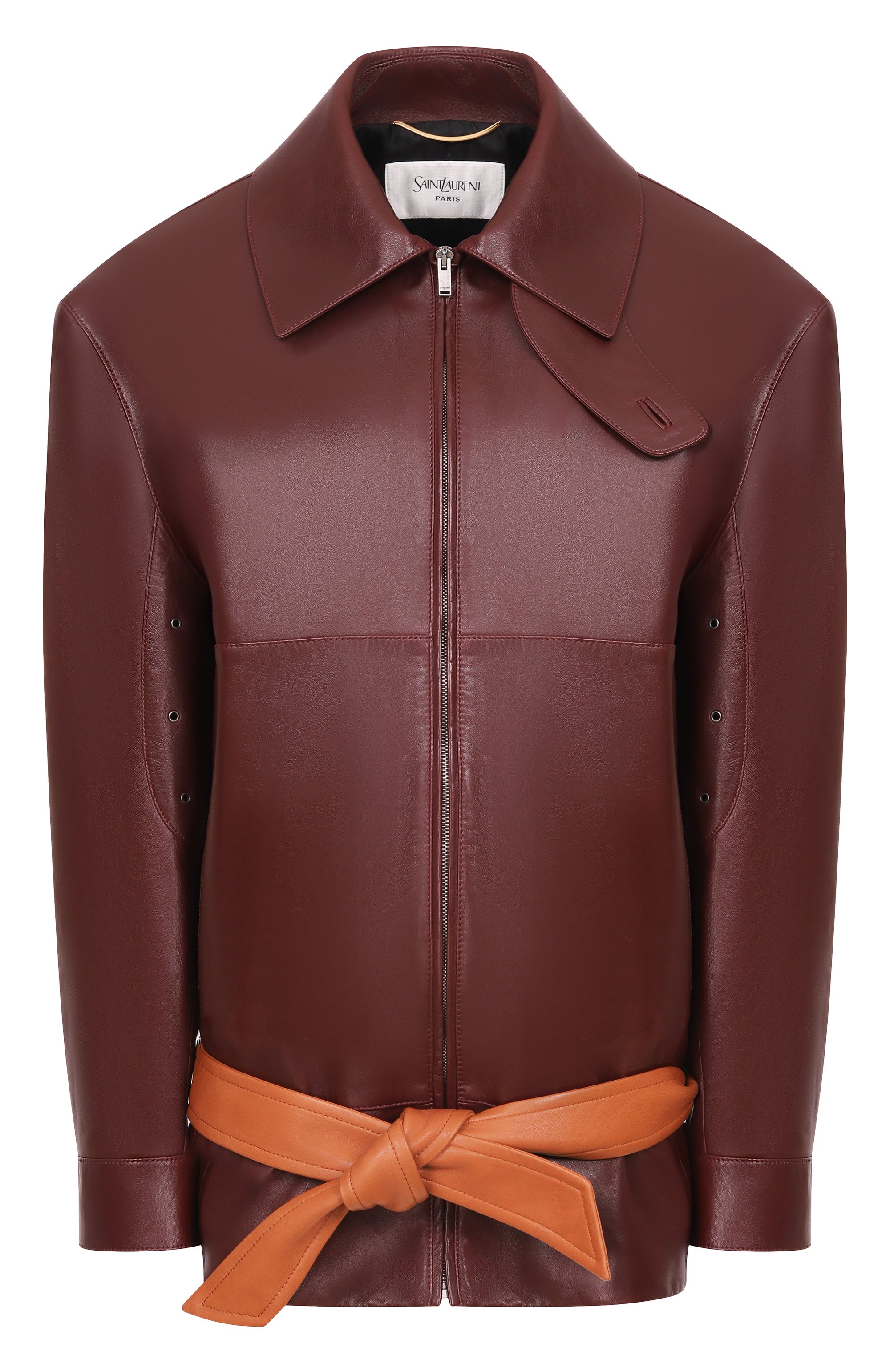 Кожаная куртка SAINT LAURENT бордового цвета по цене 1725000 руб., арт. 850082/YCTP2, фото 1 Кожаная куртка SAINT LAURENT, арт. 850082/YCTP2, фото 1