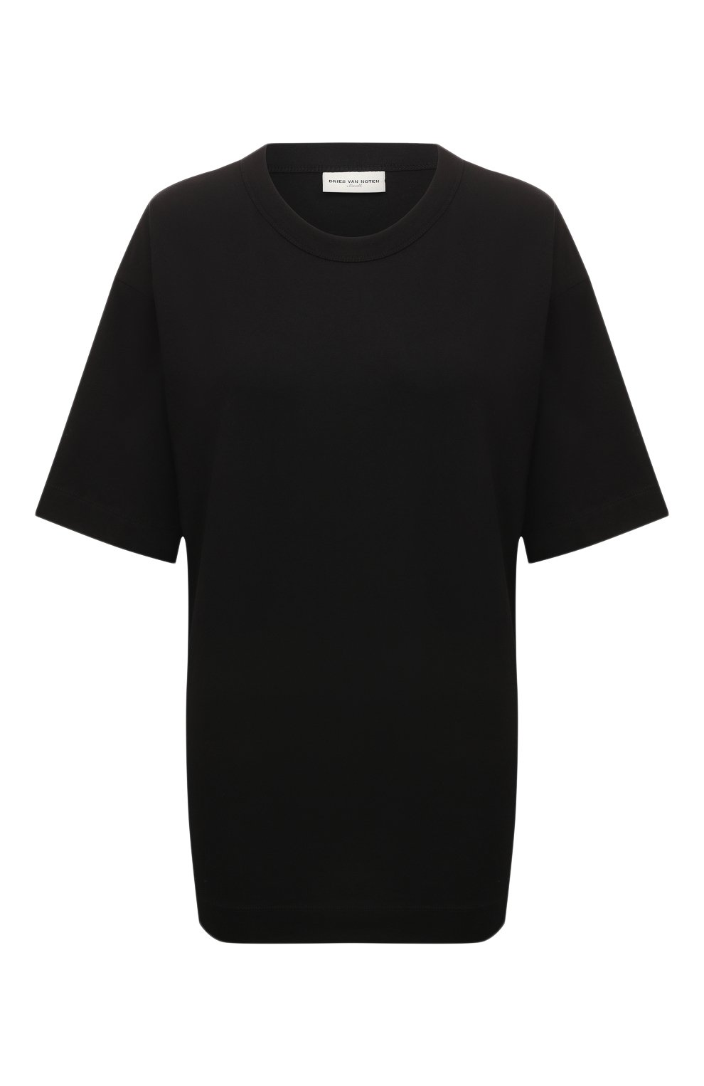 Хлопковая футболка DRIES VAN NOTEN черного цвета по цене 26350 руб., арт. 011102-8600, фото 1 Хлопковая футболка DRIES VAN NOTEN, арт. 011102-8600, фото 1