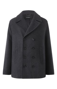 Мужской шерстяной бушлат DOLCE & GABBANA темно-серого цвета, арт. G036DT/HUMQQ | Фото 1 (Материал подклада: Вискоза; Рукава: Длинные; Материал сплава: Проставлено; Драгоценные камни: Проставлено; Длина (верхняя одежда): Короткие; Материал внешний: Шерсть; Мужское Кросс-КТ: пальто-верхняя одежда; 1-2-бортные: Двубортные; Стили: Кэжуэл)