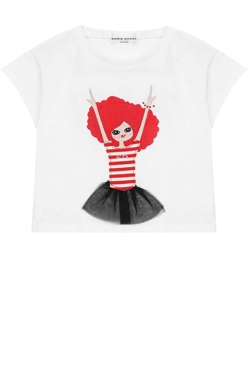 Хлопковая футболка с аппликацией и надписью на спине SONIA RYKIEL ENFANT, арт. 18S1TS13, фото 1