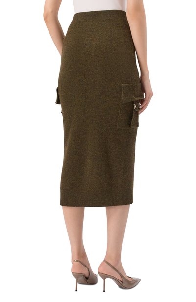 Шерстяная юбка BLUMARINE хаки цвета по цене 69950 руб., арт. 2G272A, фото 4 Шерстяная юбка BLUMARINE, арт. 2G272A, фото 4