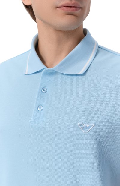 Хлопковое поло EMPORIO ARMANI голубого цвета по цене 13400 руб., арт. EM001380/AF20424, фото 5 Хлопковое поло EMPORIO ARMANI, арт. EM001380/AF20424, фото 5