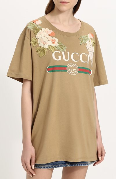 Хлопковая футболка свободного кроя с логотипом бренда GUCCI, арт. 492347/X3L13, фото 3
