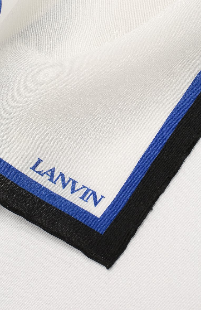 Мужской шелковый платок LANVIN белого цвета, арт. 2900/HANDKERCHIEF | Фото 2 (Материал: Текстиль, Шелк; Принт: Без принта; Стили: Классический; Нос: Не проставлено)