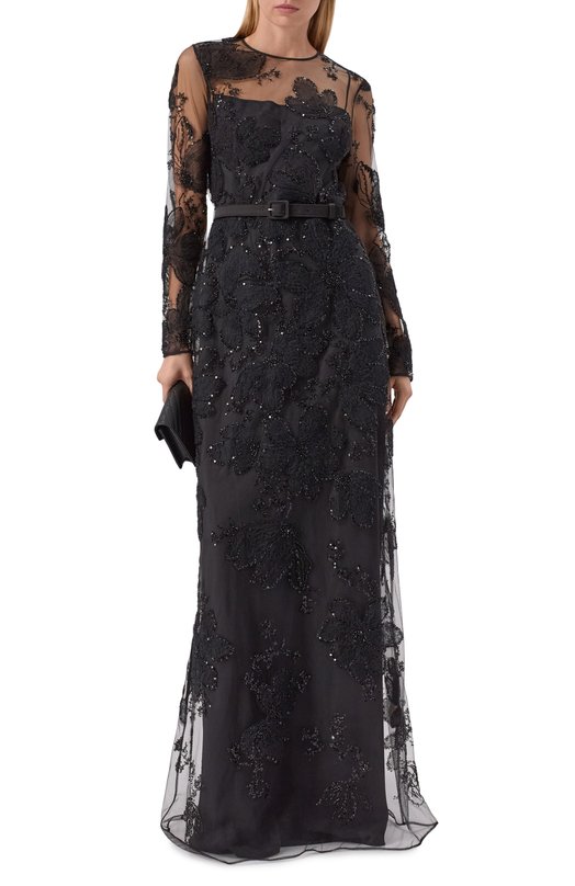 Платье с отделкой пайетками Zuhair Murad FDR25362/TUEM013 Чёрный  FDR25362/TUEM013 Фото 2