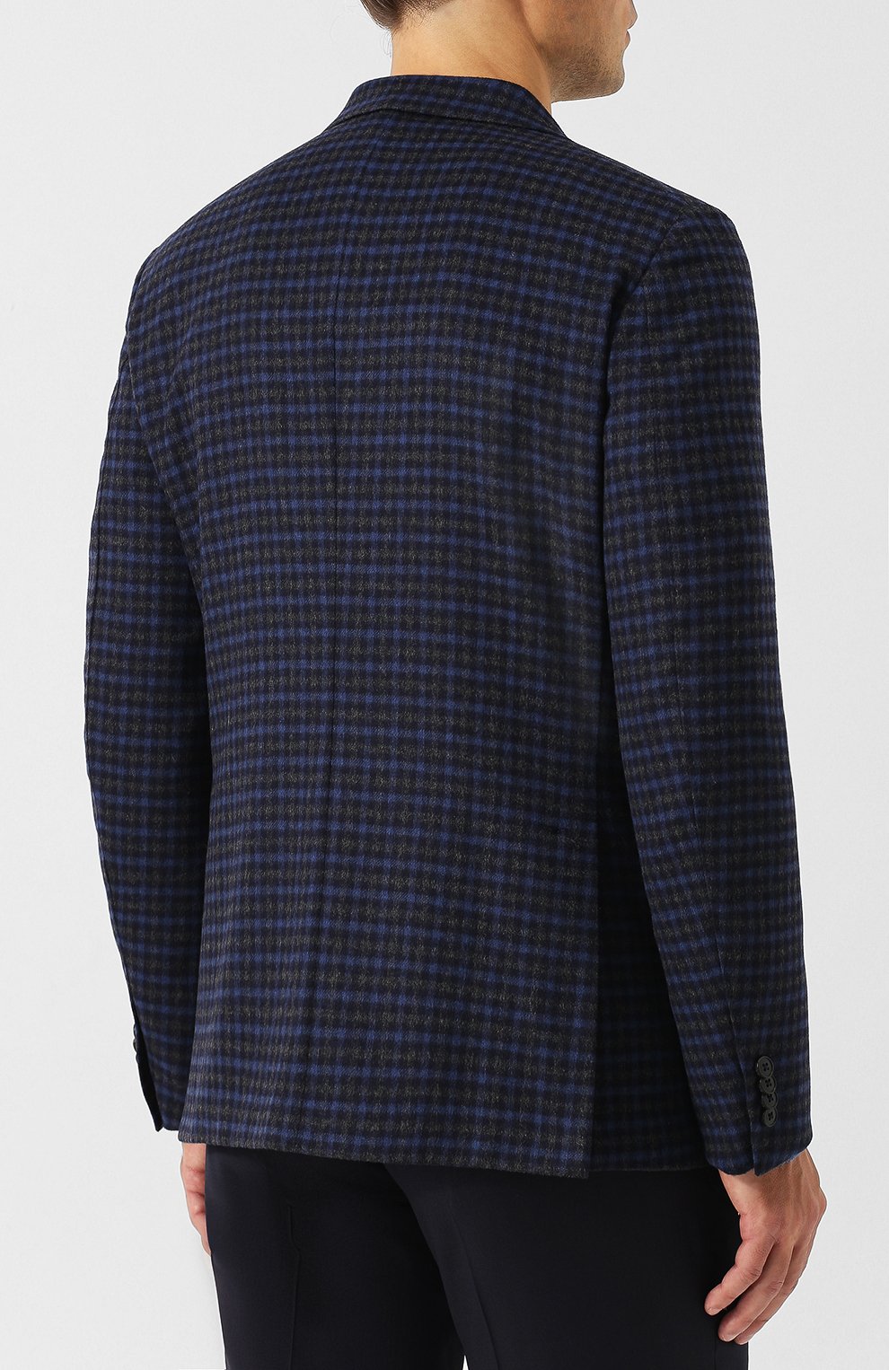 Однобортный шерстяной пиджак в клетку ZEGNA темно-синего цвета по цене 109500 руб., арт. 450712/1DS8G0, фото 4 Однобортный шерстяной пиджак в клетку ZEGNA, арт. 450712/1DS8G0, фото 4