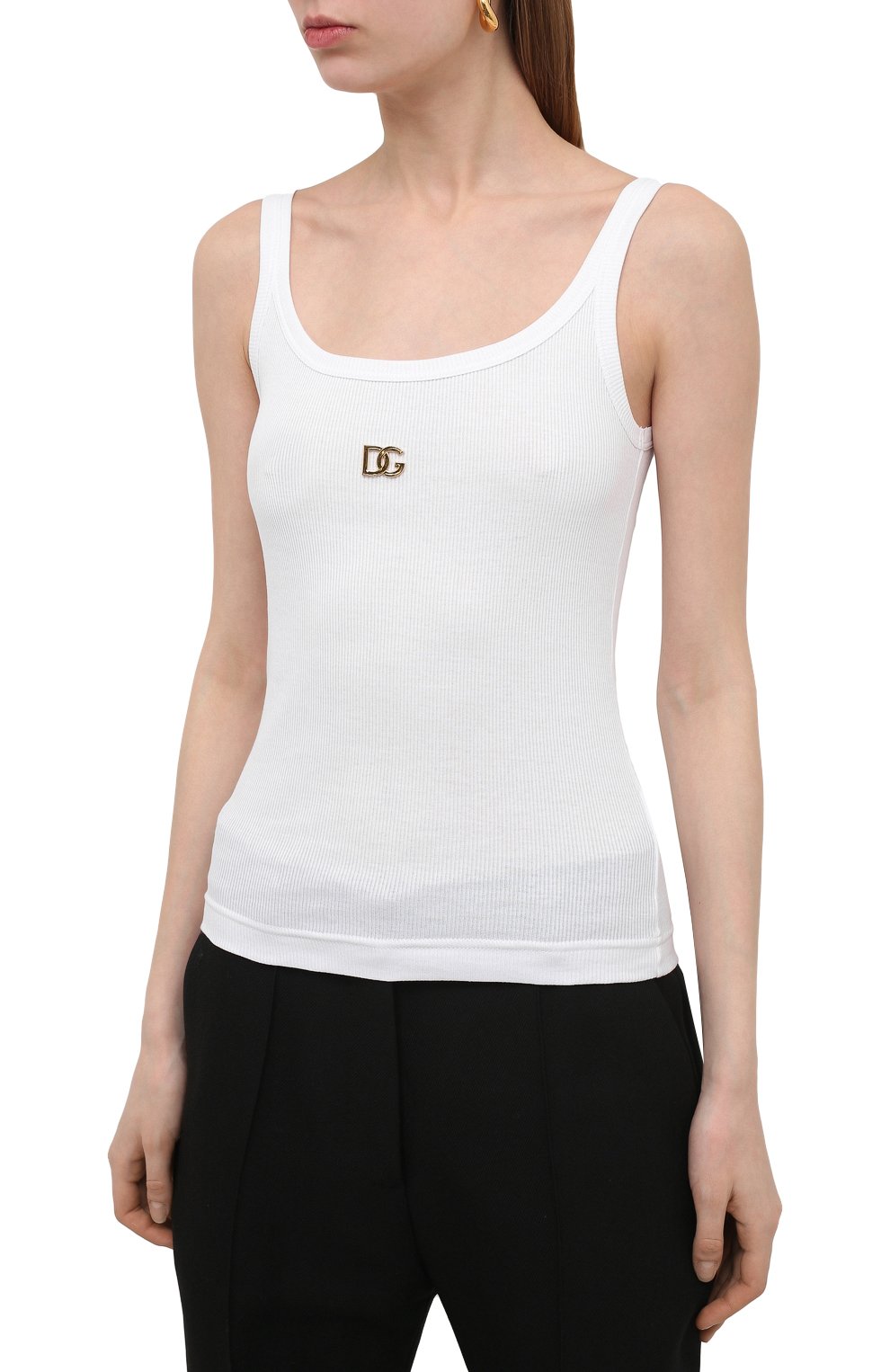 Хлопковая майка DOLCE & GABBANA белого цвета по цене 35600 руб., арт. F8K97Z/FU7AV, фото 3 Хлопковая майка DOLCE & GABBANA, арт. F8K97Z/FU7AV, фото 3