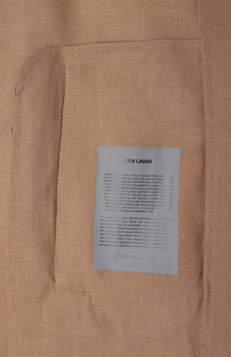 Мужская куртка-рубашка изо льна и шерсти CORNELIANI бежевого цвета, арт. 25LI20-2518468 | Фото 7 (Длина (верхняя одежда): Короткие; Материал внешний: Шерсть, Лен; Рукава: Длинные; Стили: Кэжуэл; Мужское Кросс-КТ: Куртка-рубашка; Кросс-КТ: Легкие; Автоматизация ТО: Проставлено; Автоматизация сос�тава: Проставлено)