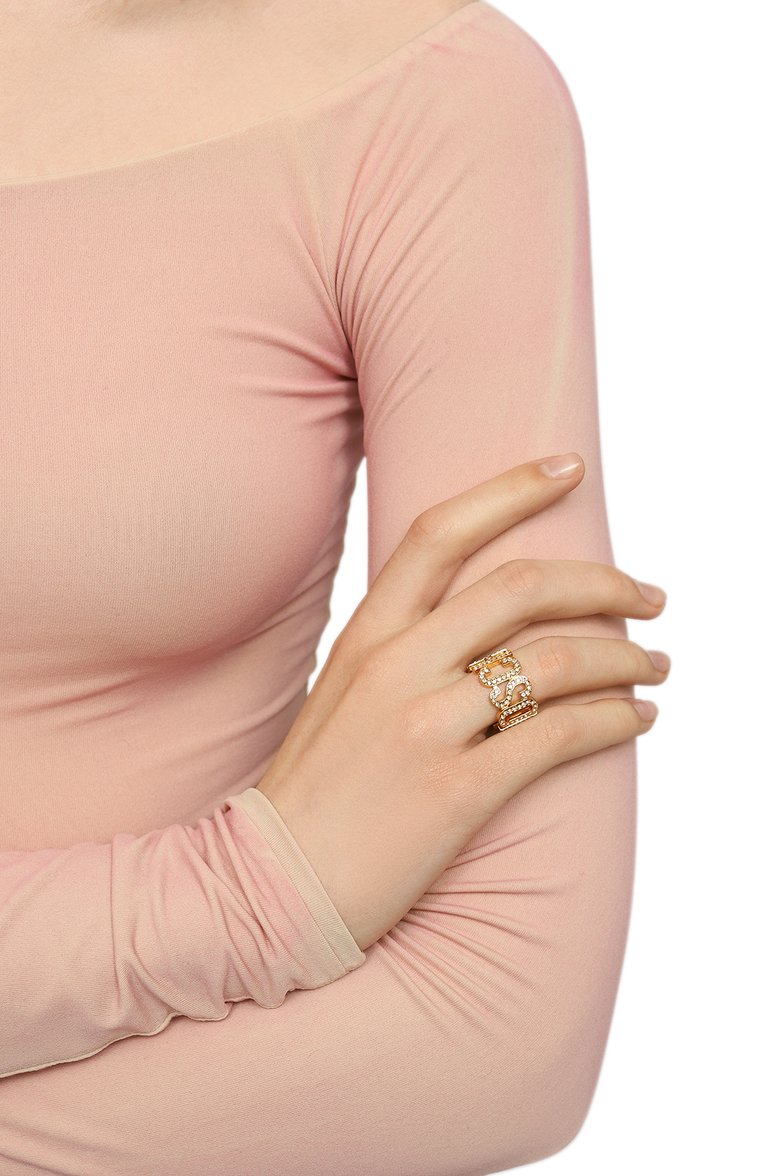 Женское кольцо MOSCHINO золотого цвета, арт. 71 A9150 8435 | Фото 2 (Нос: Не проставлено; Региональные ограничения белый список (Axapta Mercury): Не проставлено; Материал: Металл)