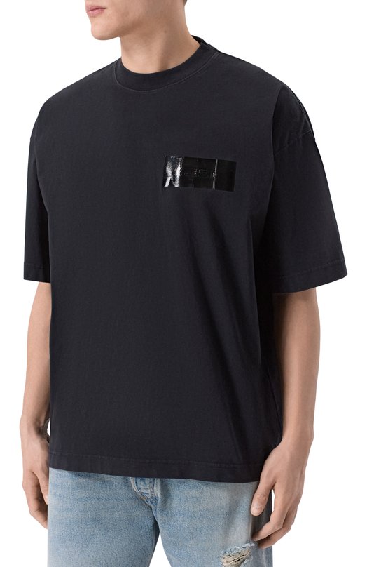 Хлопковая футболка VETEMENTS ME76TR148B/1200 LIGHT JERSEY Чёрный  ME76TR148B/1200 LIGHT JERSEY Фото 3