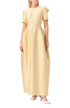 Женское платье VIKA GAZINSKAYA золотого цвета, арт. SS25-13238 | Фото 3 (Рукава: Короткие; Длина Ж (юбки, платья, шорты): Макси; Драгоценные камни: Проставлено; Материал сплава: Проставлено; Женское Кросс-КТ: Платье-одежда; Случай: Вечерний; Стили: Гламурный; Материал внешний: Синтетический материал)
