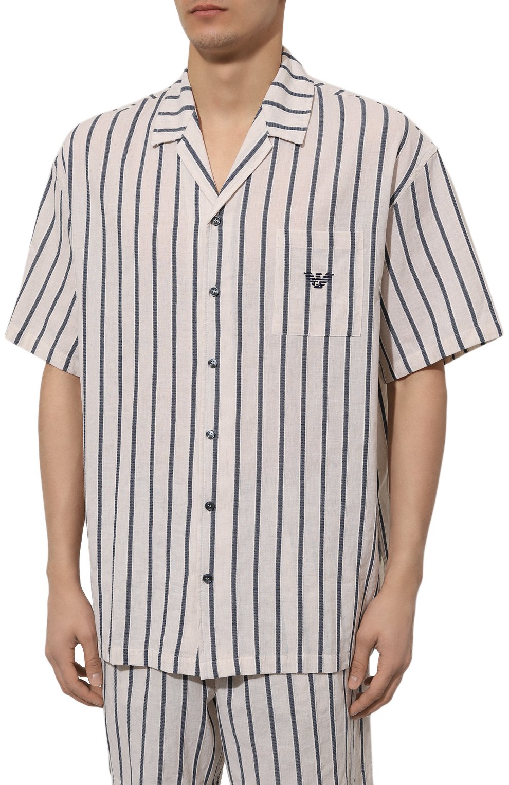 Рубашка из хлопка и льна EMPORIO ARMANI, арт. 211881/4R465, фото 3