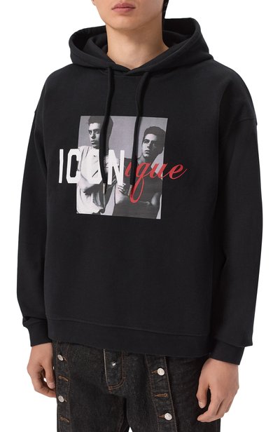 Хлопковое худи DSQUARED2 черного цвета по цене 54450 руб., арт. S78GU0092/D25029, фото 3 Хлопковое худи DSQUARED2, арт. S78GU0092/D25029, фото 3