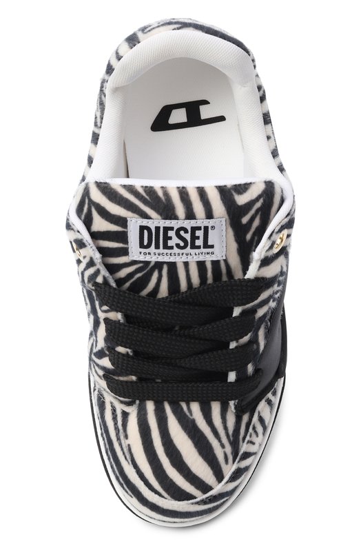 Текстильные кеды S-D-Ollie Diesel Y03795/P7617 Чёрно-белый  Y03795/P7617 Фото 6