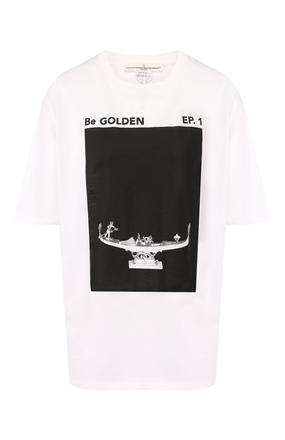 Хлопковая футболка GOLDEN GOOSE DELUXE BRAND белого цвета по цене 14550 руб., арт. G34WP026.F1, фото 1 Хлопковая футболка GOLDEN GOOSE DELUXE BRAND, арт. G34WP026.F1, фото 1