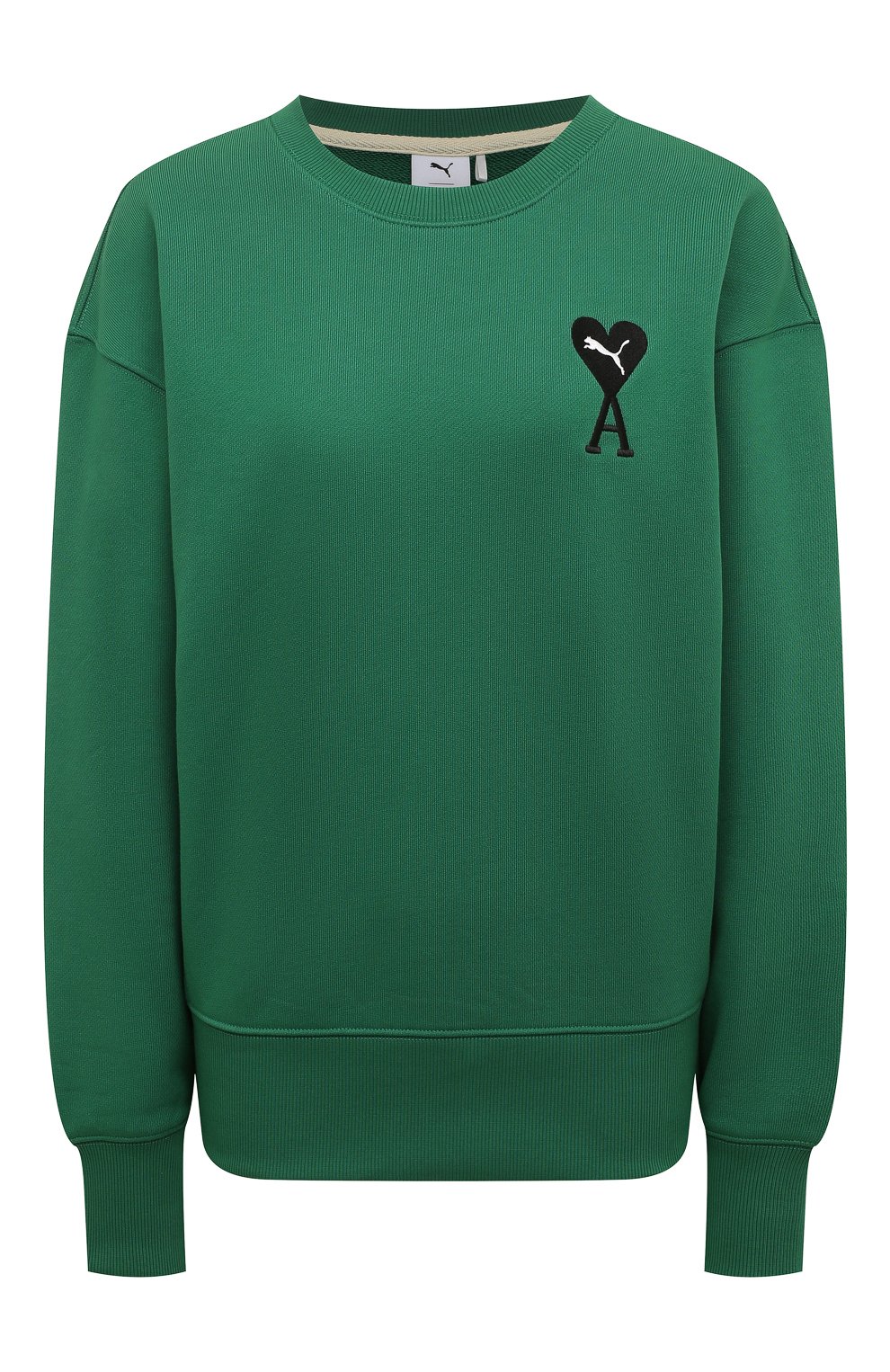 Хлопковый свитшот puma x ami PUMA зеленого цвета по цене 18400 руб., арт. 53411196, фото 1 Хлопковый свитшот puma x ami PUMA, арт. 53411196, фото 1