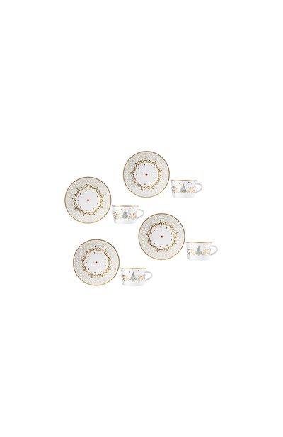 Набор noel blanc из четырех чайных чашек с блюдцами BERNARDAUD, арт. 1916/22666