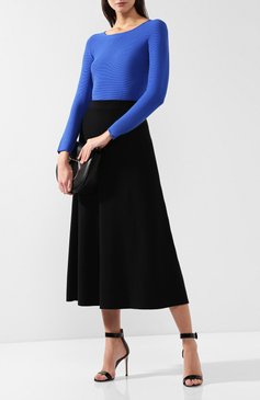 Женский топ из вискозы GIORGIO ARMANI синего цвета, арт. 8NAM31/AM05Z | Фото 2 (Материал внешний: Синтетический материал, Вискоза; Длина (для топов): Стандартные; Рукава от горловины: Длинные; Статус проверки: Проверено, Проверена категория; Рукава: Длинные; Ж�енское Кросс-КТ: Пуловер-одежда; Материал сплава: Проверено, Проставлено; Драгоценные камни: Проставлено; Кросс-КТ: Трикотаж)