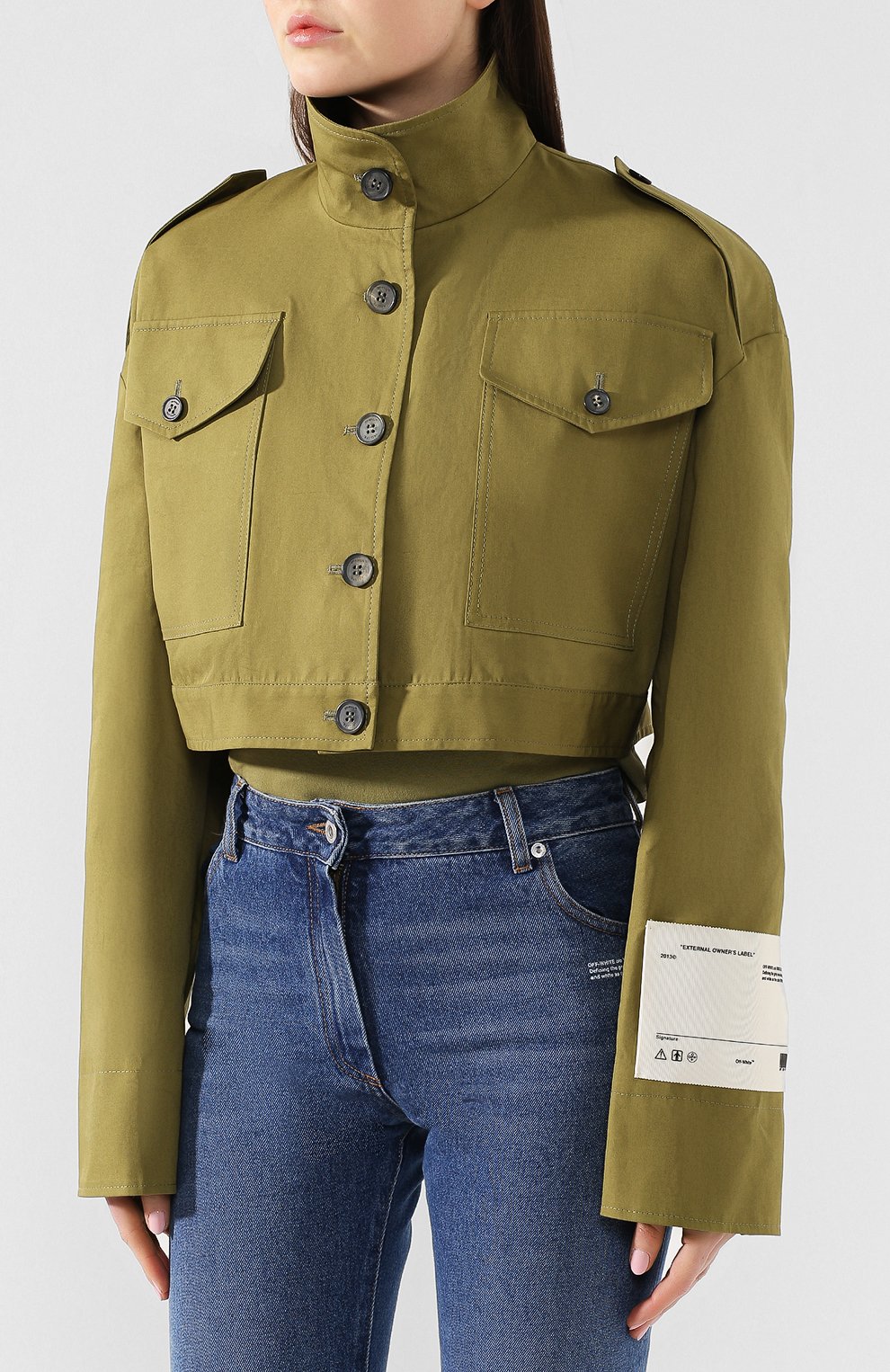 Хлопковая куртка OFF-WHITE хаки цвета по цене 71900 руб., арт. 0WEA112S19C920764301, фото 3 Хлопковая куртка OFF-WHITE, арт. 0WEA112S19C920764301, фото 3