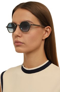 Женские солнцезащитные очки SATO EYEWEAR голубого цвета, арт. ARRAI-T/AS-1 | Фото 2 (Нос: Не проставлено; Региональные ограничения белый список (Axapta Mercury): Не проставлено; Материал: Металл, Пластик; Кросс-КТ: С/з-унисекс; Тип очков: С/з; Очки форма: Круглые; Оптика Гендер: оптика-унисекс)