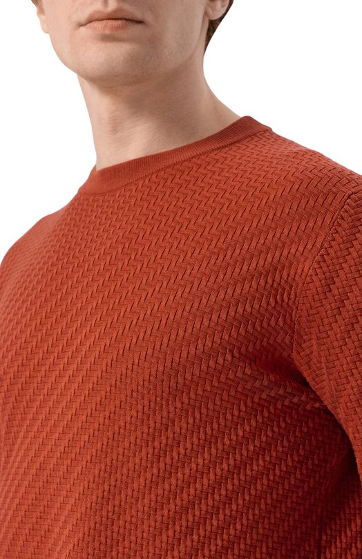 Джемпер из хлопка и шелка Brioni UMQ90L/PAK22 Красный  UMQ90L/PAK22 Фото 5