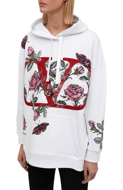 Хлопковое худи VALENTINO белого цвета по цене 212000 руб., арт. WB3MF10D6L1, фото 3 Хлопковое худи VALENTINO, арт. WB3MF10D6L1, фото 3