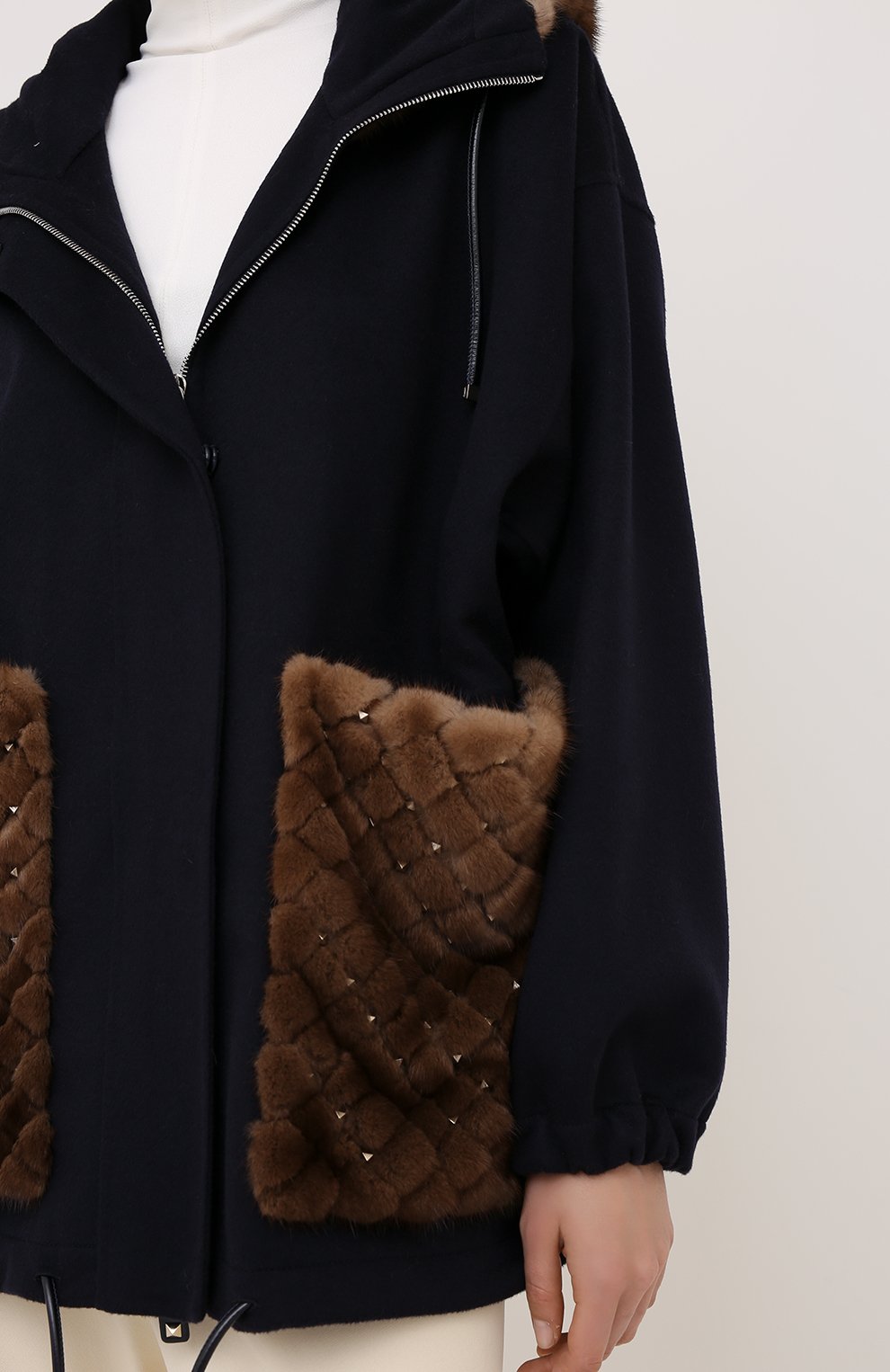 Пальто с отделкой мехом норки VALENTINO, арт. UF3FBC90DMF, фото 5