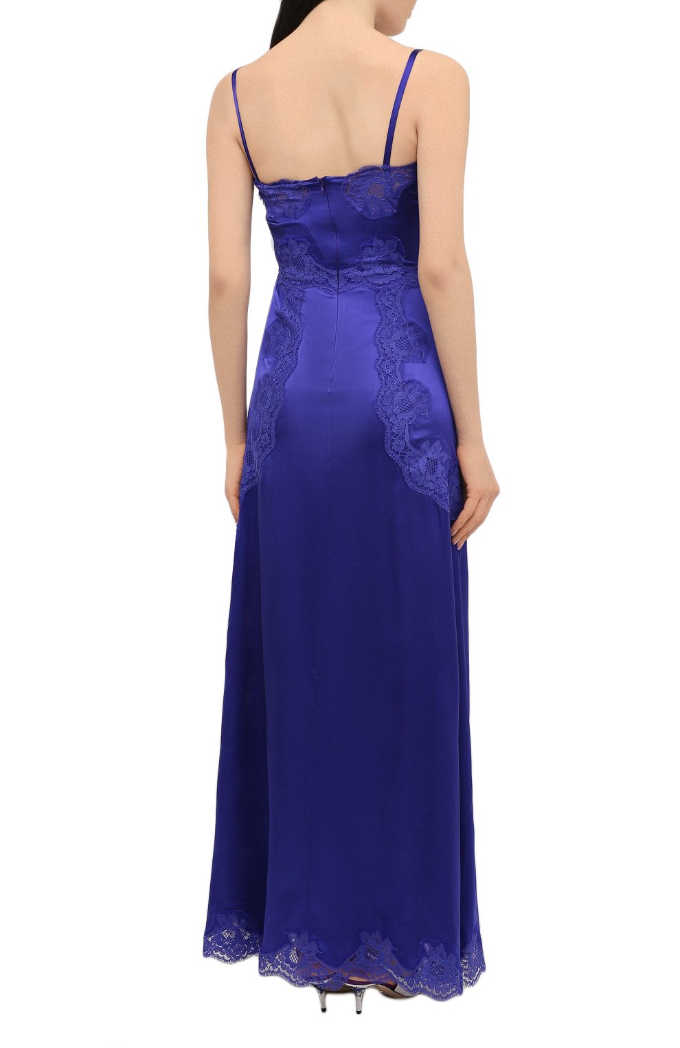 Атласное платье DOLCE & GABBANA синего цвета по цене 297000 руб., арт. I6AE1W/GDZAP, фото 4 Атласное платье DOLCE & GABBANA, арт. I6AE1W/GDZAP, фото 4