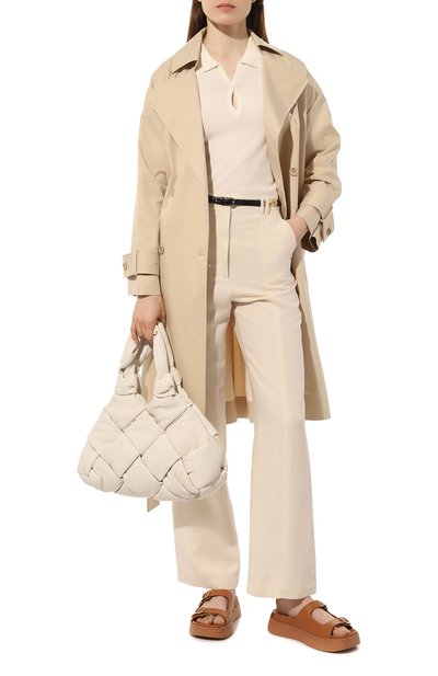 Брюки из вискозы и льна PATRIZIA PEPE кремового цвета по цене 26200 руб., арт. 2P1491_A052, фото 2 Брюки из вискозы и льна PATRIZIA PEPE, арт. 2P1491_A052, фото 2