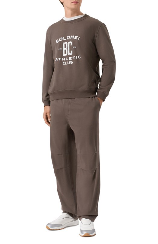 Хлопковые брюки Brunello Cucinelli MW8633381G Коричневый  MW8633381G Фото 2