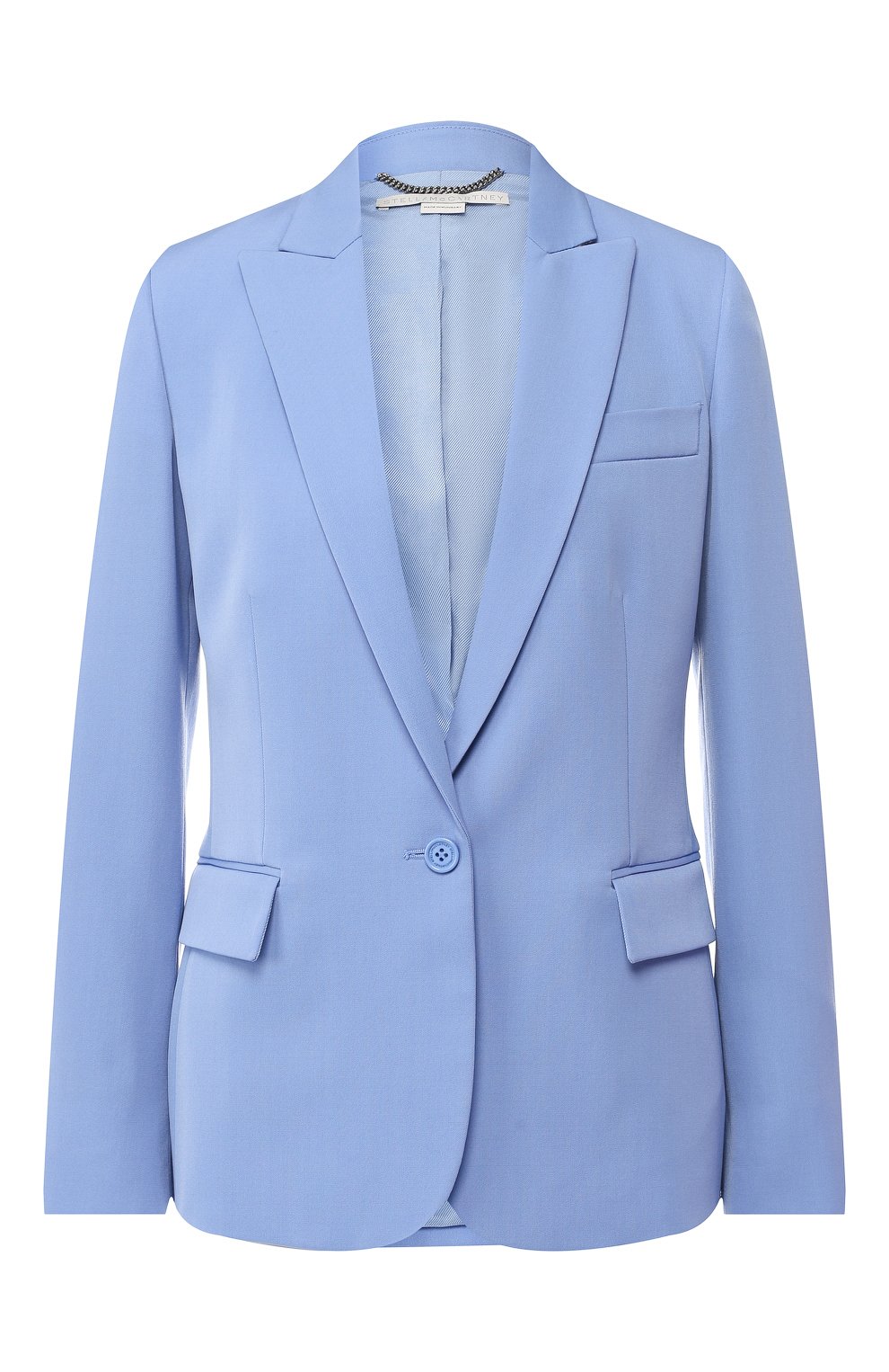 Шерстяной жакет STELLA MCCARTNEY голубого цвета по цене 92800 руб., арт. 532394/SHB55, фото 1 Шерстяной жакет STELLA MCCARTNEY, арт. 532394/SHB55, фото 1